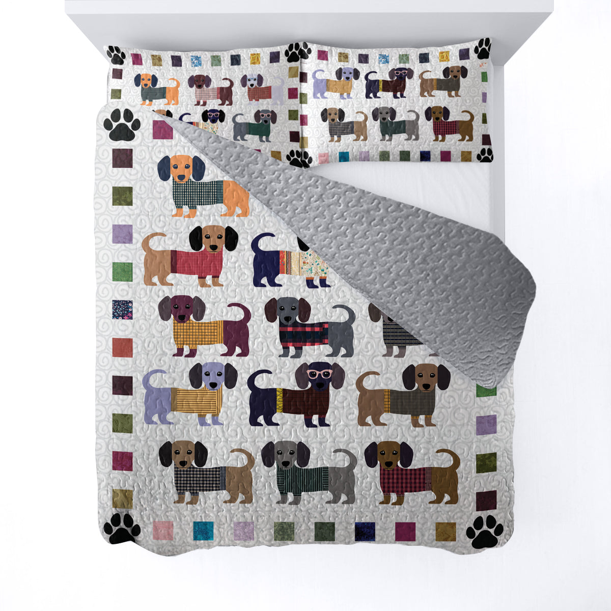 Dachshund All Season Quilt 3-Piece Set Paws and Patches