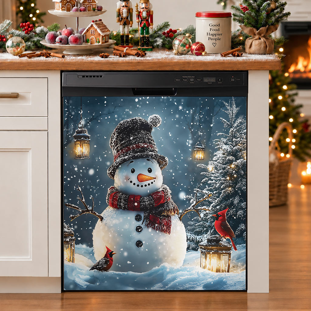 Christmas Magnetic Dishwasher Cover Snowman's Magical Winter Wonderland