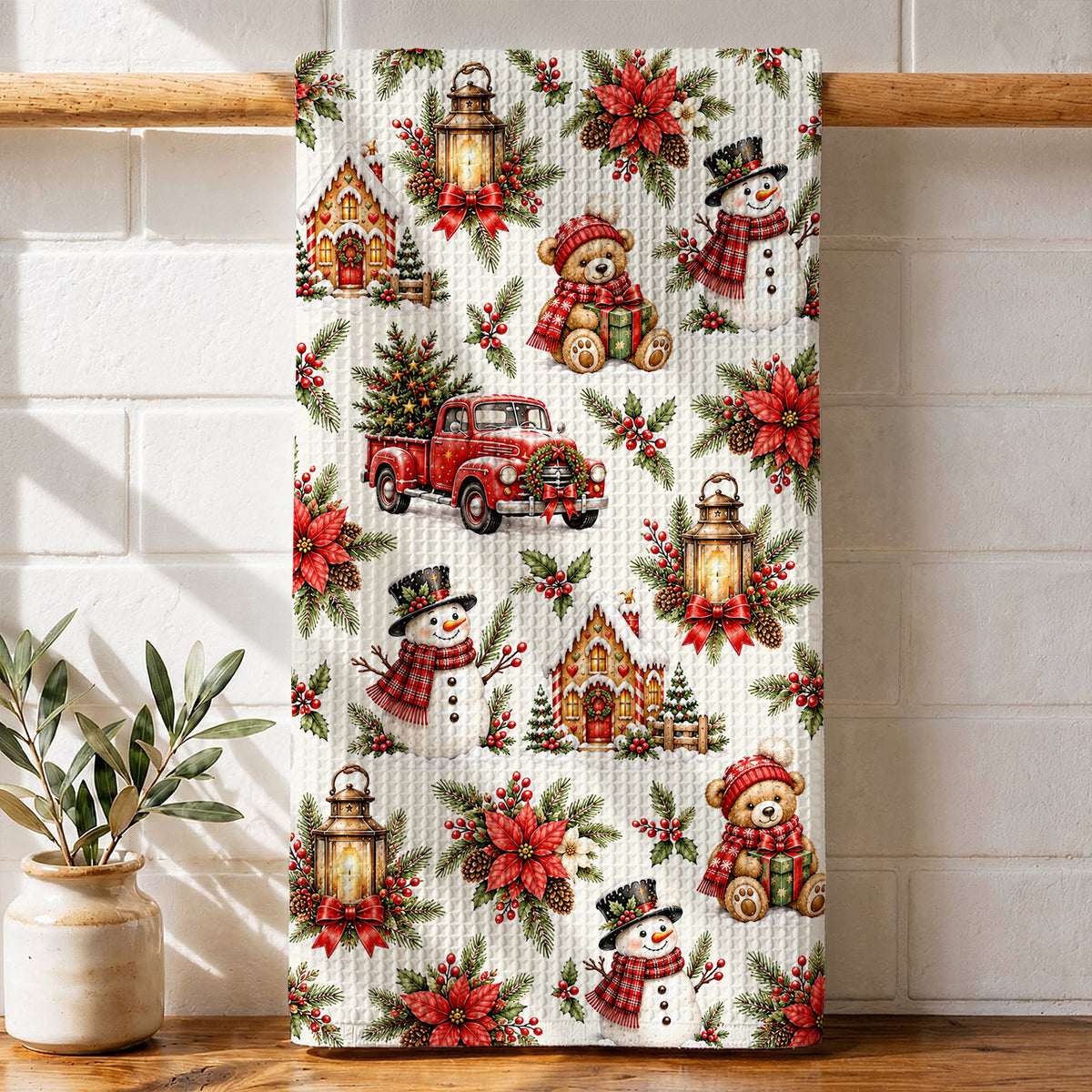 Christmas Kitchen Towel Cozy Christmas Farmhouse Charm