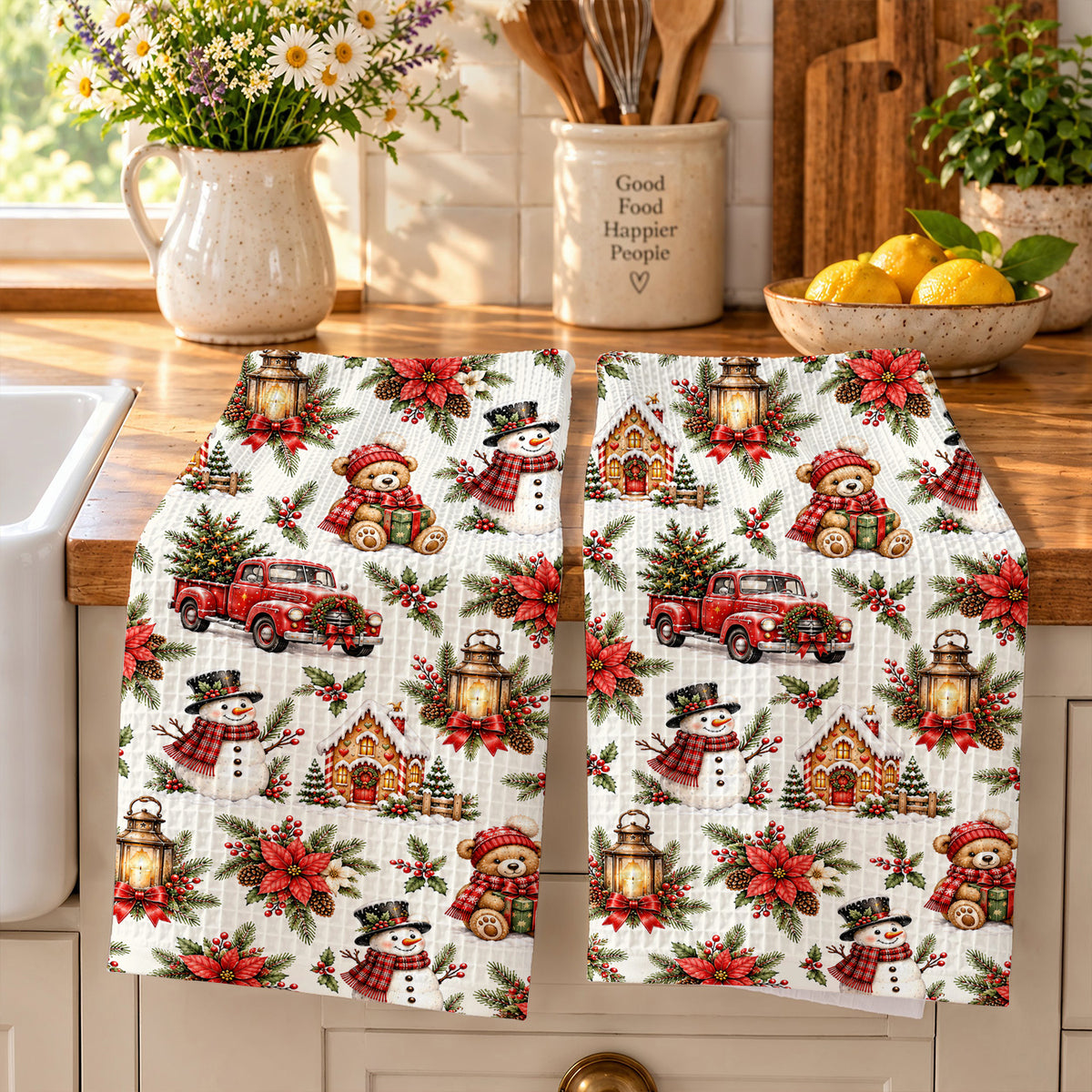 Christmas Kitchen Towel Cozy Christmas Farmhouse Charm
