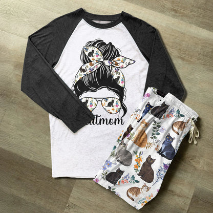 Cat Lover Raglan Lounge Pajamas Beautiful Catmom