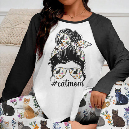 Cat Lover Raglan Lounge Pajamas Beautiful Catmom