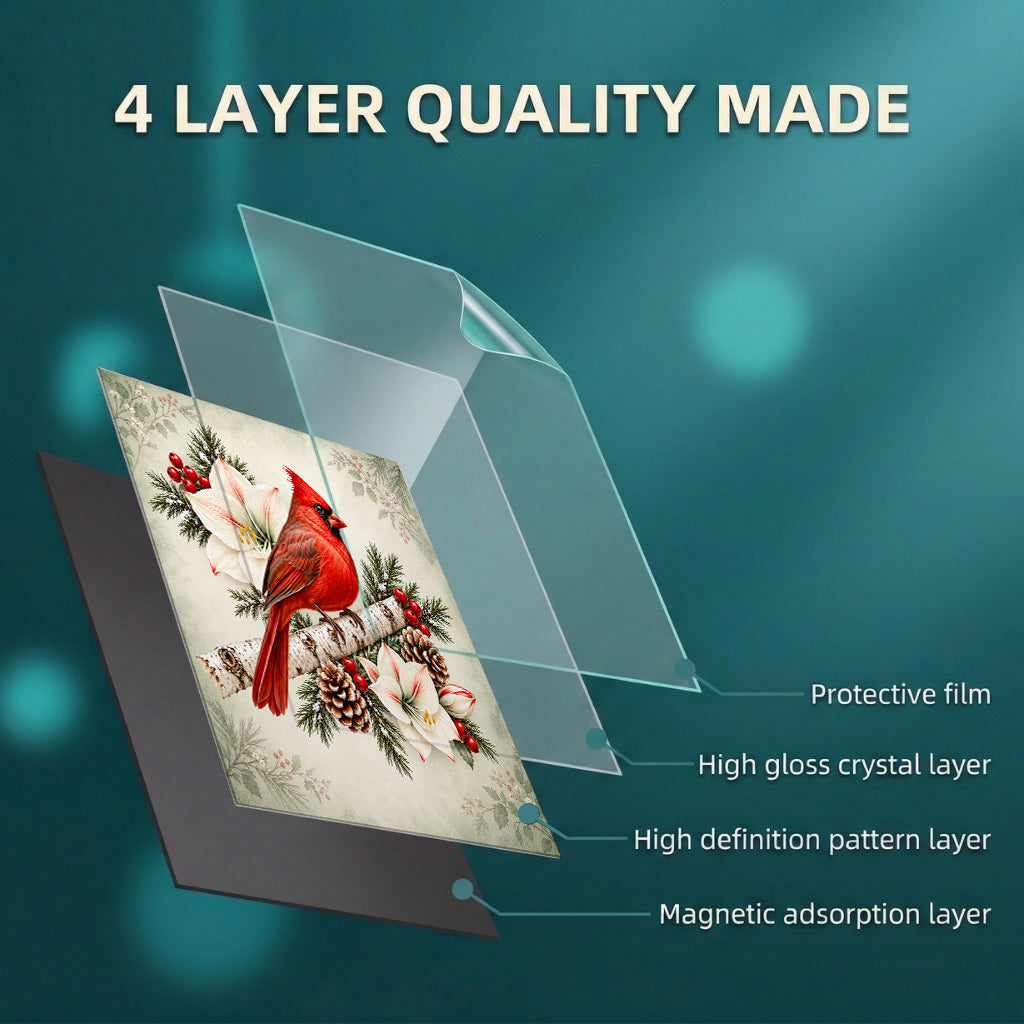 Christmas Magnetic Dishwasher Cover Winter Cardinal & Ivory Amaryllis