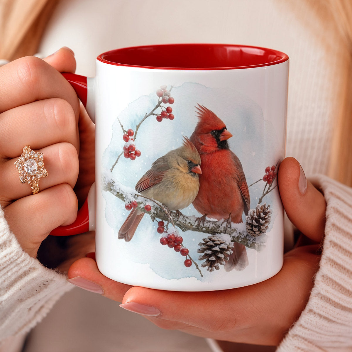 Everlasting Winter CardinalsChristmas Ceramic Accent Mug