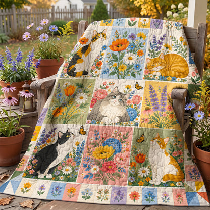 Cat Quilted Blanket Whiskers in Wildflower Bloom