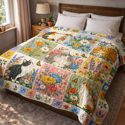 Cat Quilted Blanket Whiskers in Wildflower Bloom