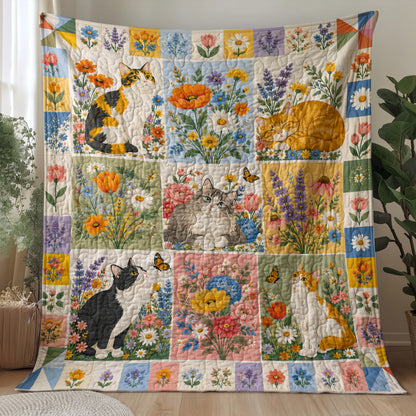 Cat Quilted Blanket Whiskers in Wildflower Bloom