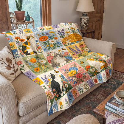 Cat Quilted Blanket Whiskers in Wildflower Bloom