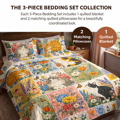 Cat Quilted Blanket Whiskers in Wildflower Bloom