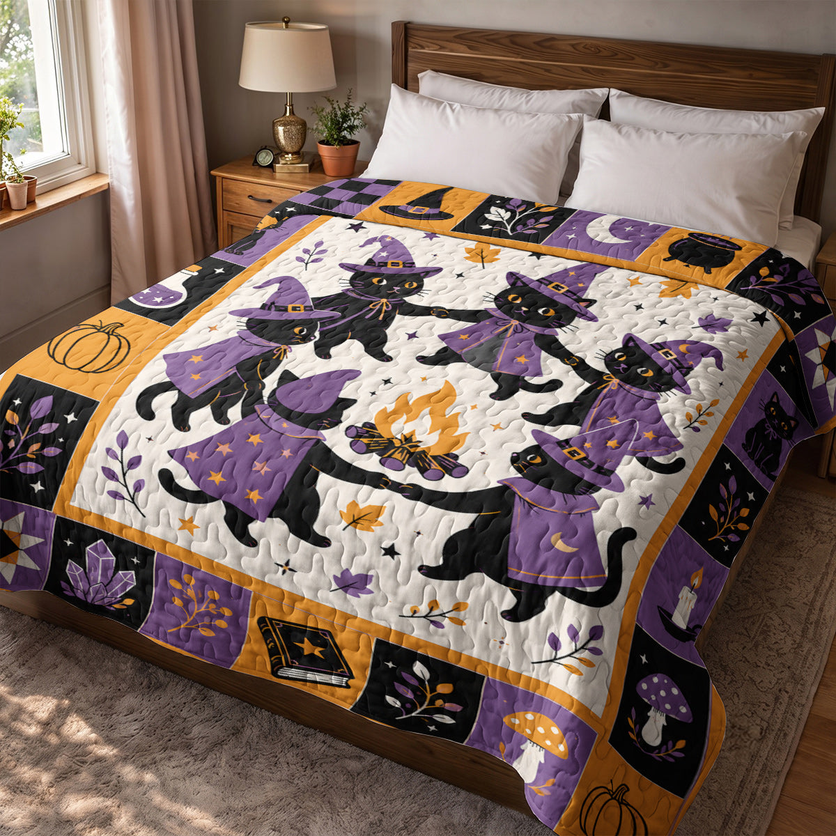 Cat Quilted Blanket Midnight Coven Cats