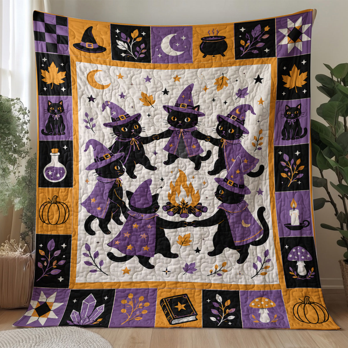Cat Quilted Blanket Midnight Coven Cats