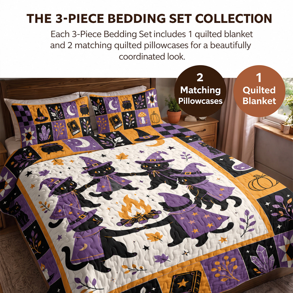 Cat Quilted Blanket Midnight Coven Cats