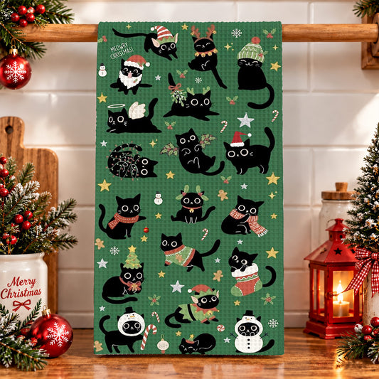 Meowy & Bright Christmas Kitchen Towel