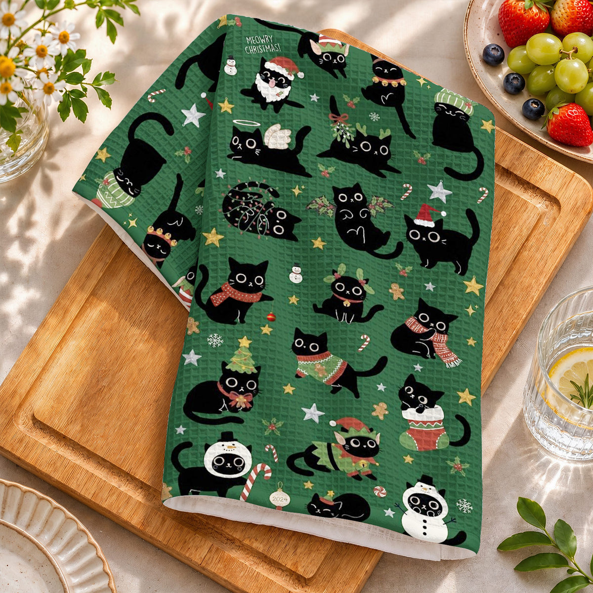 Meowy & Bright Christmas Kitchen Towel