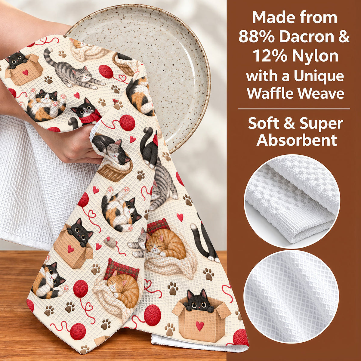 Cat Lover Kitchen Towel Cozy Cat Mom Moments