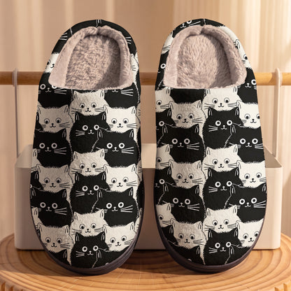 Cat Lovers Fleece Lined Slippers Purrfect Contrast