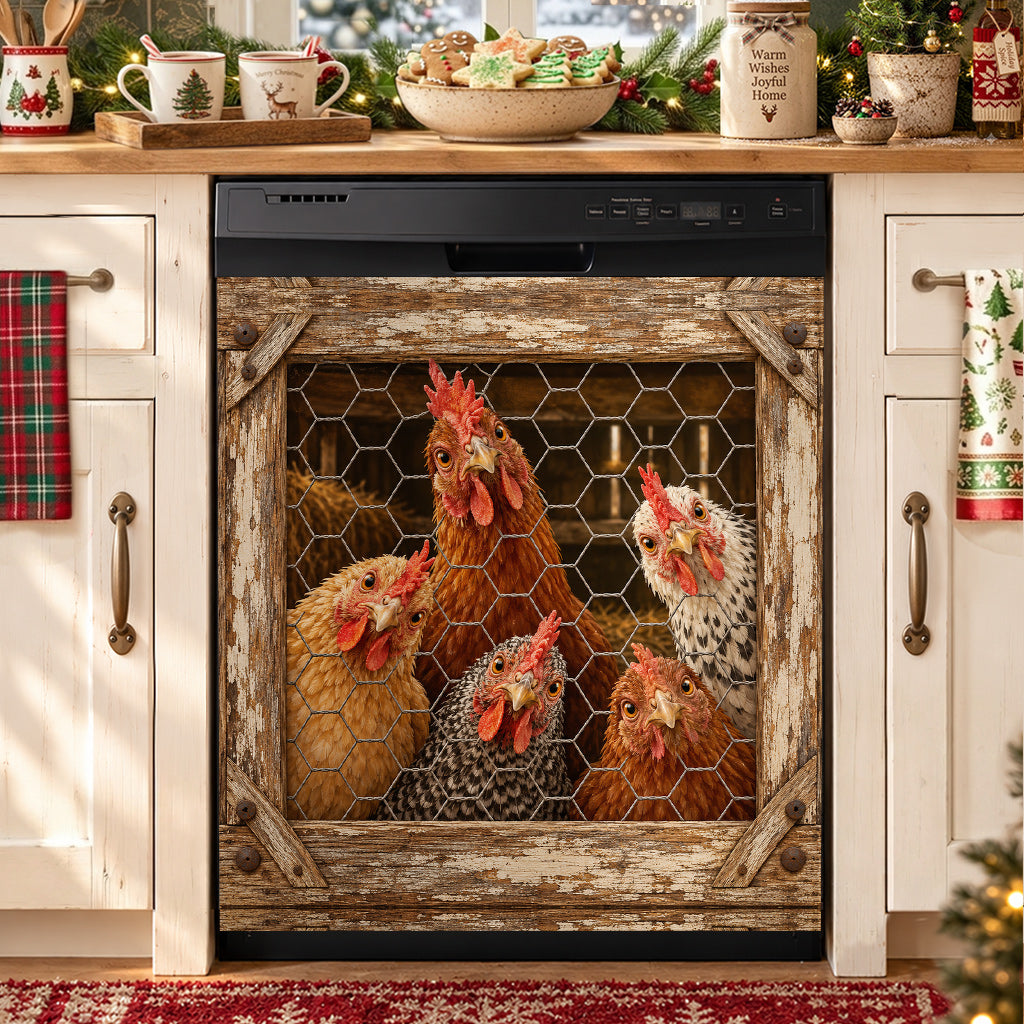 Chicken Lovers Magnetic Dishwasher Cover Curious Hens at the Coop