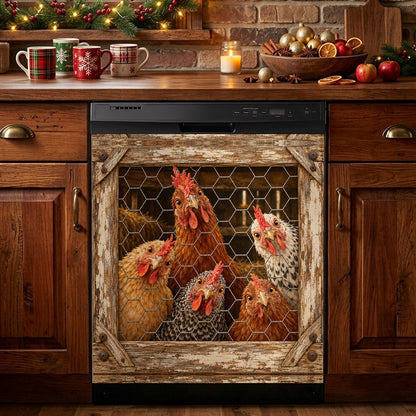 Chicken Lovers Magnetic Dishwasher Cover Curious Hens at the Coop