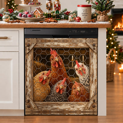 Chicken Lovers Magnetic Dishwasher Cover Curious Hens at the Coop