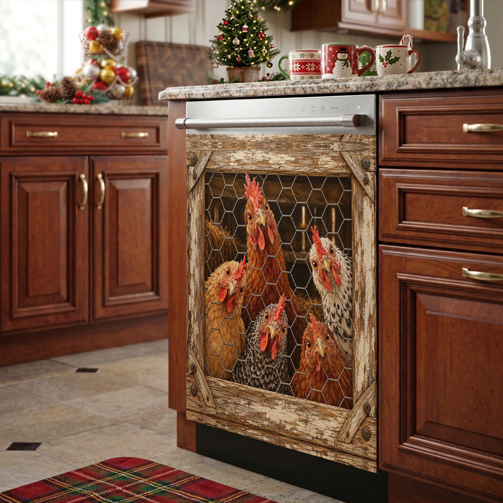 Chicken Lovers Magnetic Dishwasher Cover Curious Hens at the Coop