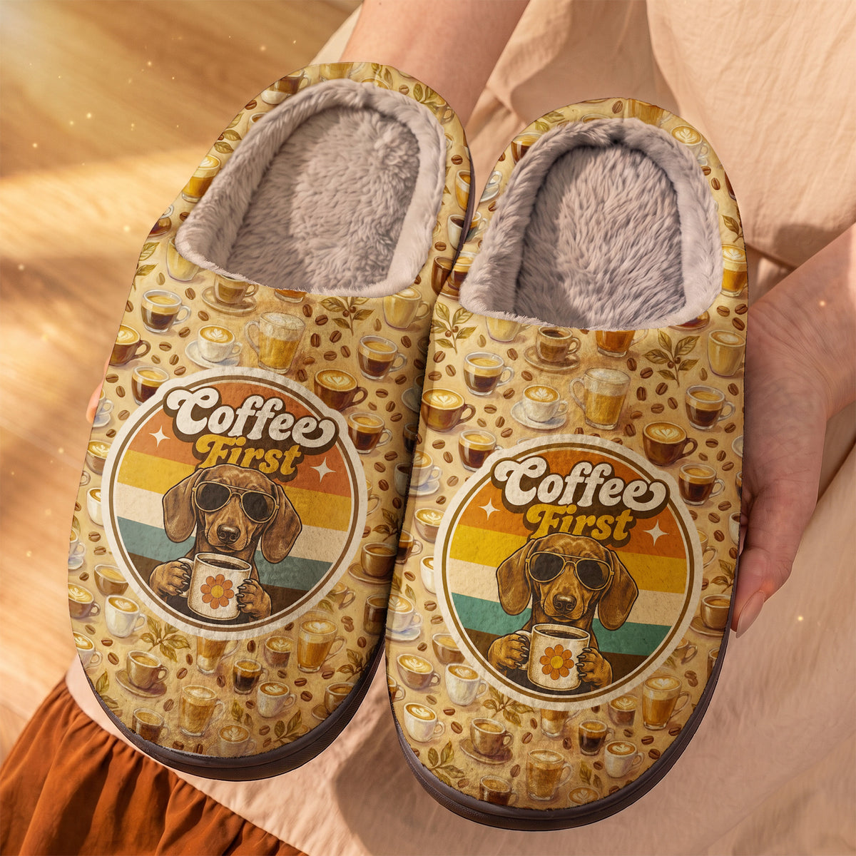Coffee First Fleece Lined Slippers