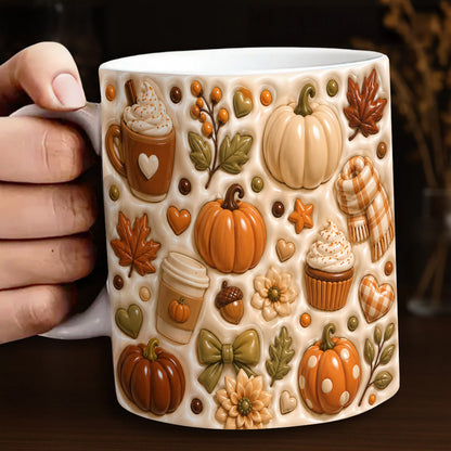 Cozy Fall Favorites Pumpkin Ceramic Mug
