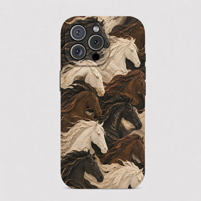 Personalized Wild Spirit Horses Leather Phone Case