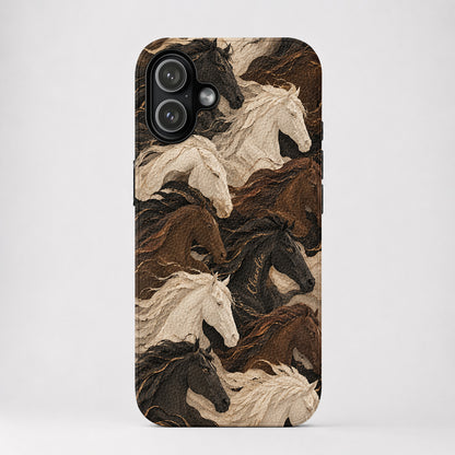 Personalized Wild Spirit Horses Leather Phone Case