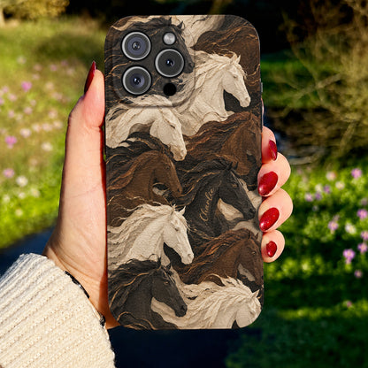 Personalized Wild Spirit Horses Leather Phone Case
