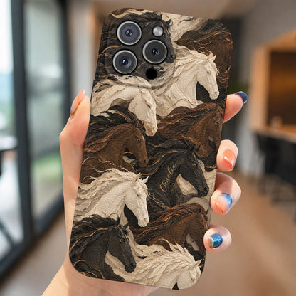 Personalized Wild Spirit Horses Leather Phone Case