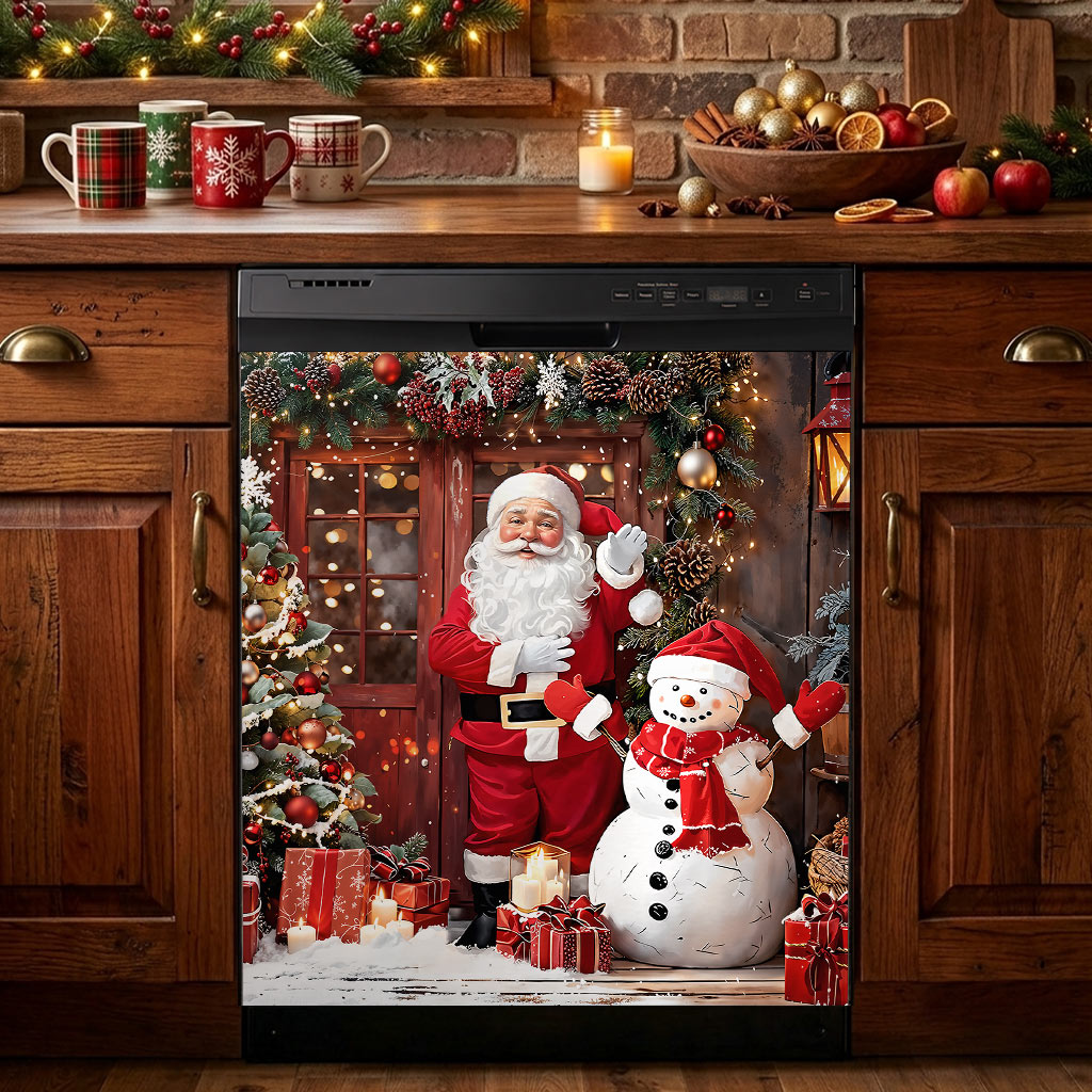 Christmas Magnetic Dishwasher Cover Santa's Magical Christmas Wonderland