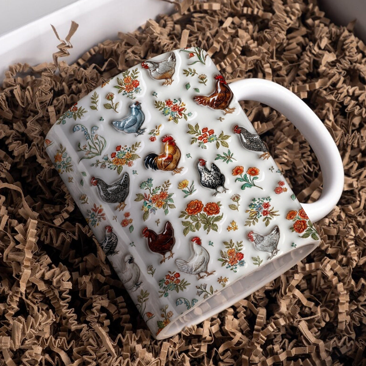 Chicken 11 oz Mug Floral Chicken