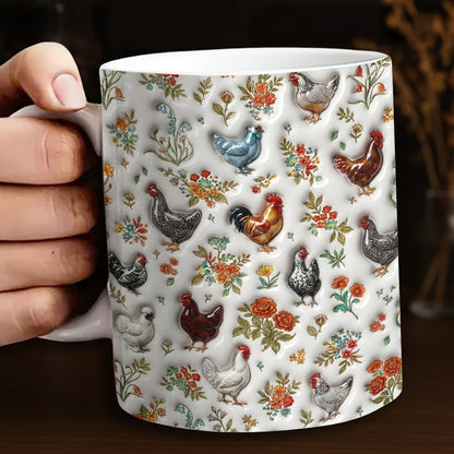 Chicken 11 oz Mug Floral Chicken