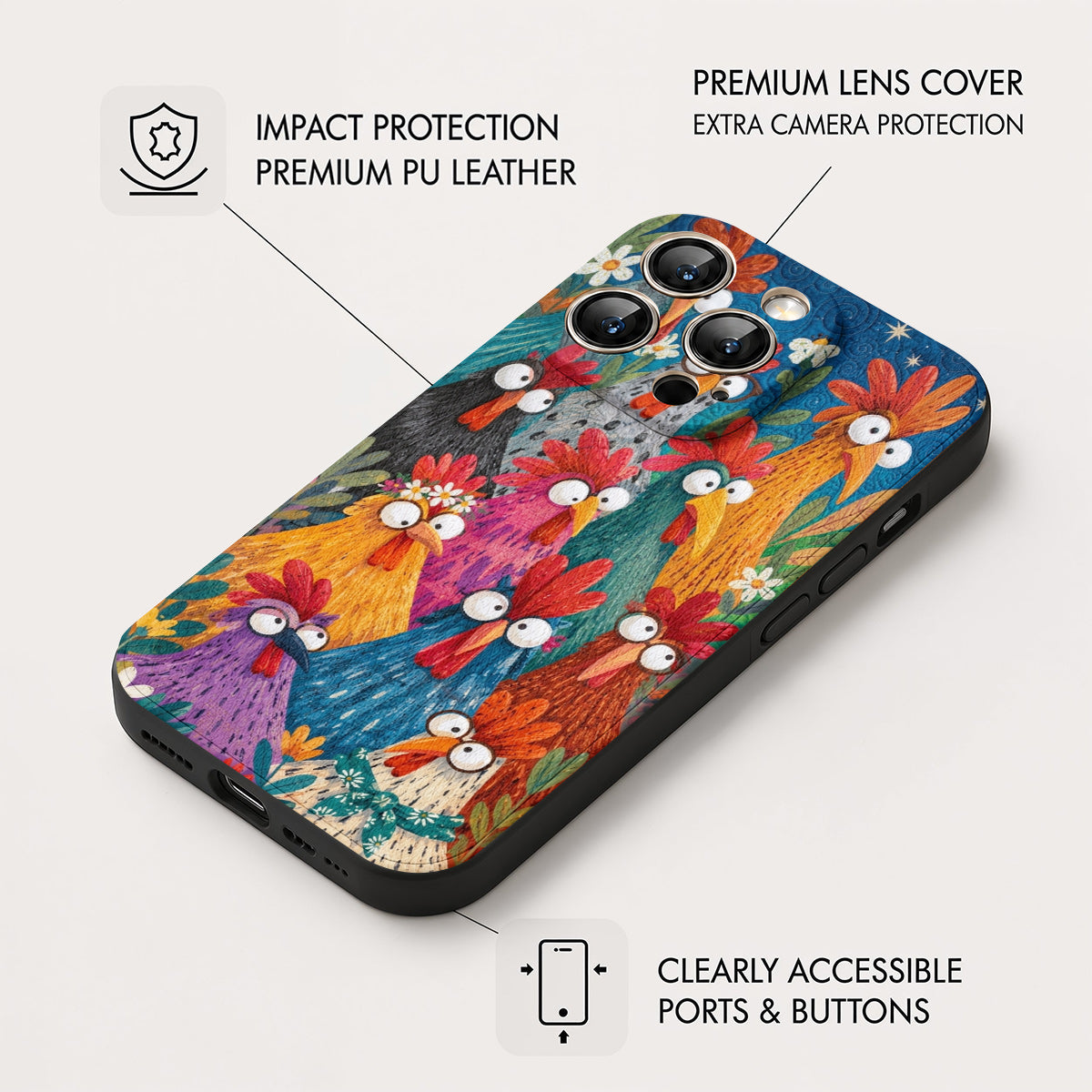 Chicken Leather Phone Case Colorful Coop