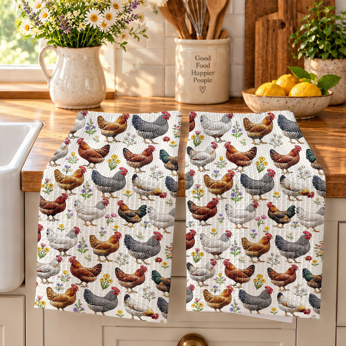 Chicken Kitchen Towel Floral Chicken