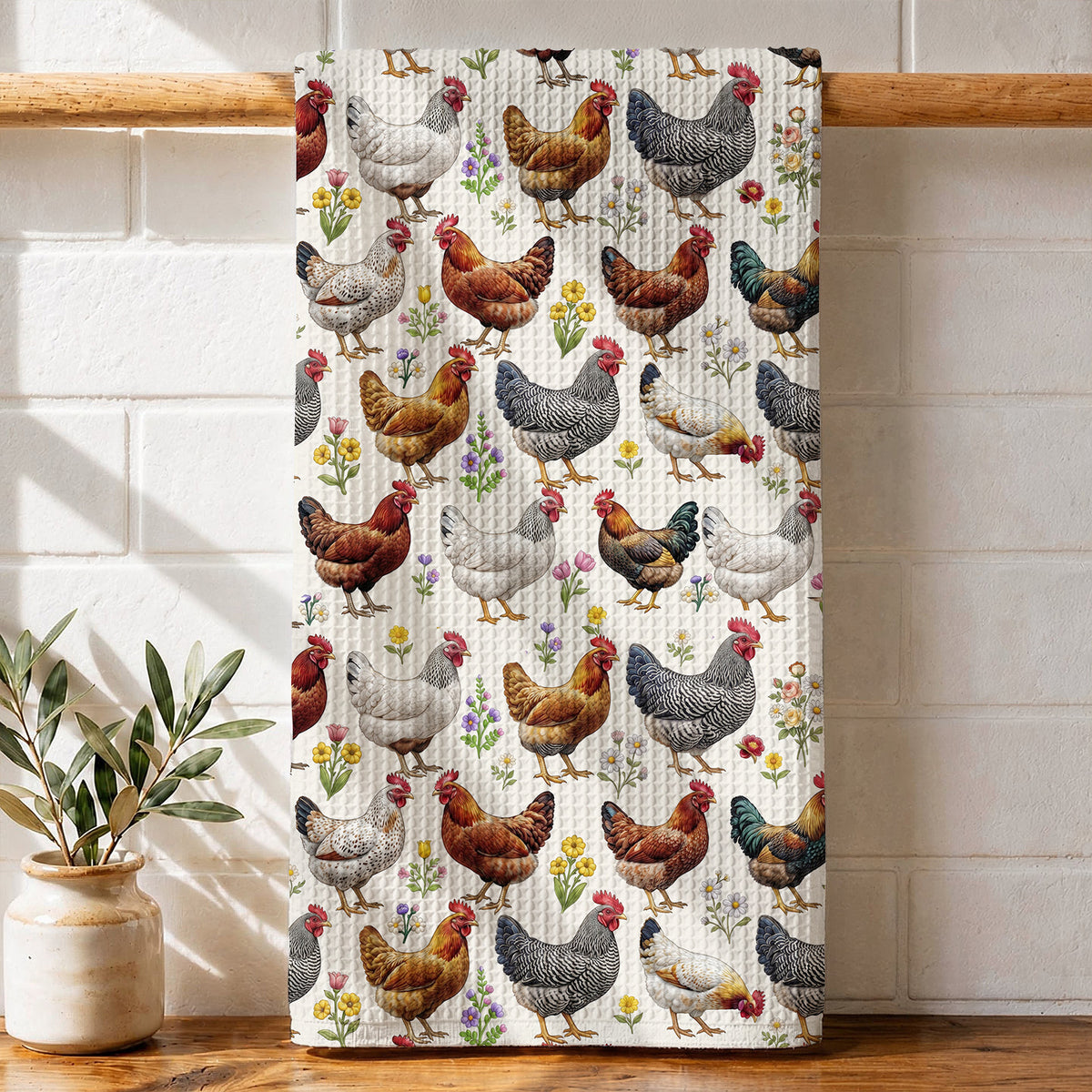 Chicken Kitchen Towel Floral Chicken