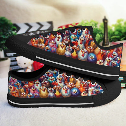 Chicken Women's Low Top Shoes Colorful Cluckers