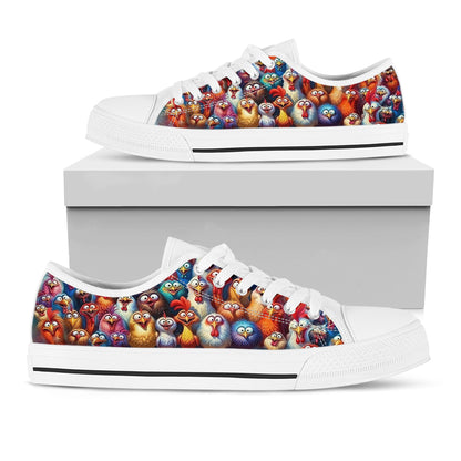 Chicken Women's Low Top Shoes Colorful Cluckers