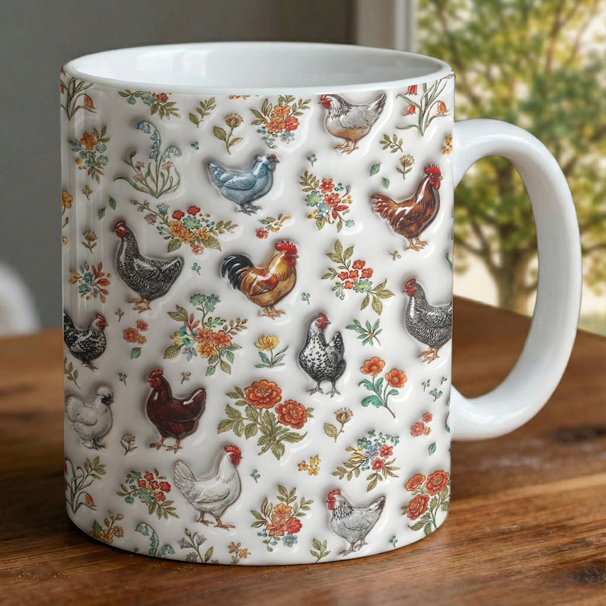 Chicken 11 oz Mug Floral Chicken