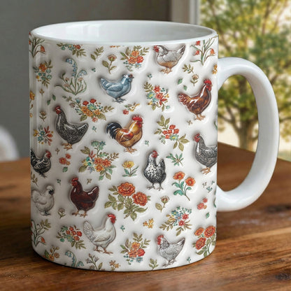 Chicken 11 oz Mug Floral Chicken