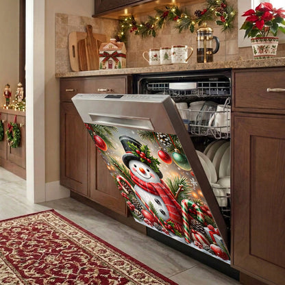Christmas Magnetic Dishwasher Cover Jolly Snowman Christmas Cheer