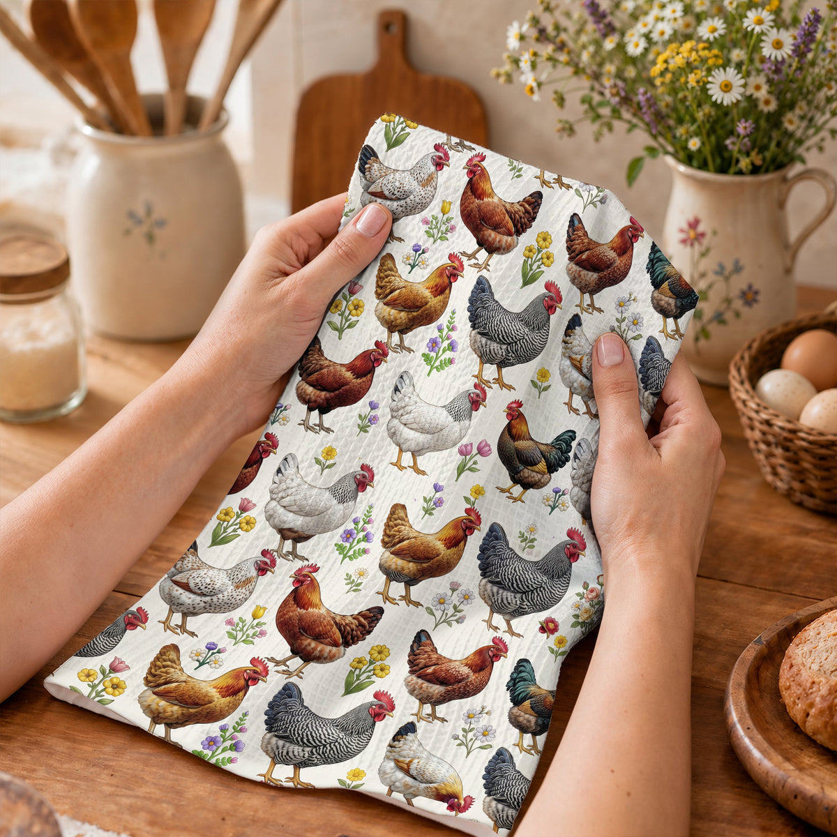Chicken Kitchen Towel Floral Chicken