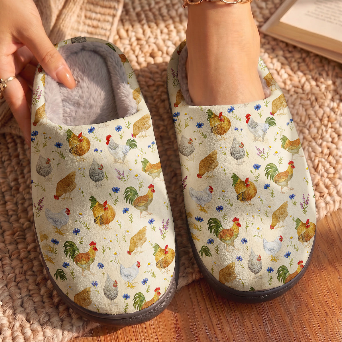 A Chicken Lover Fleece Lined Slippers