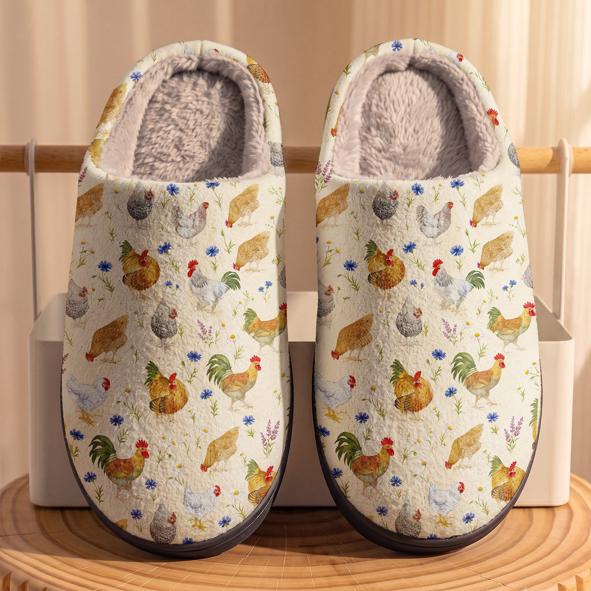 A Chicken Lover Fleece Lined Slippers