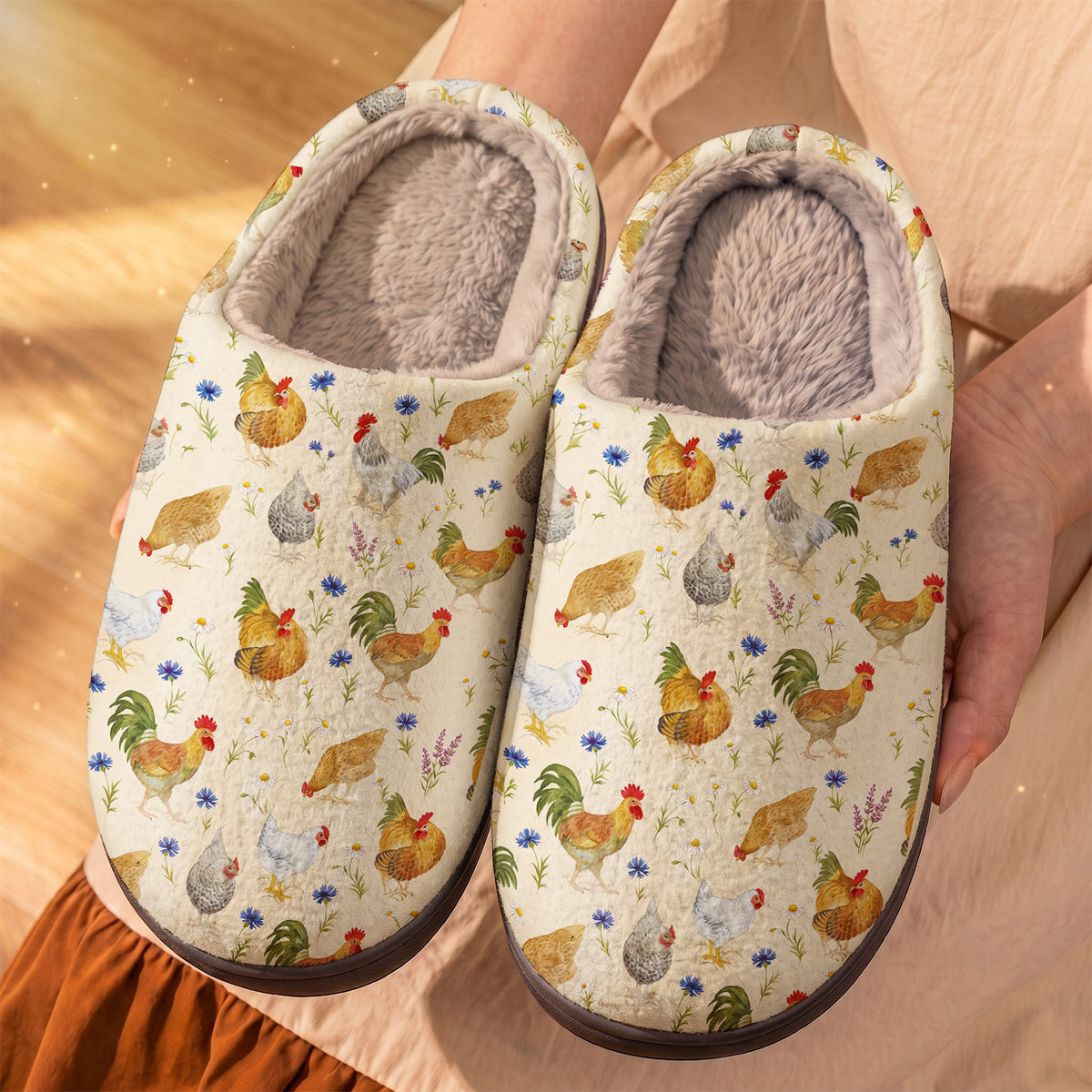 A Chicken Lover Fleece Lined Slippers