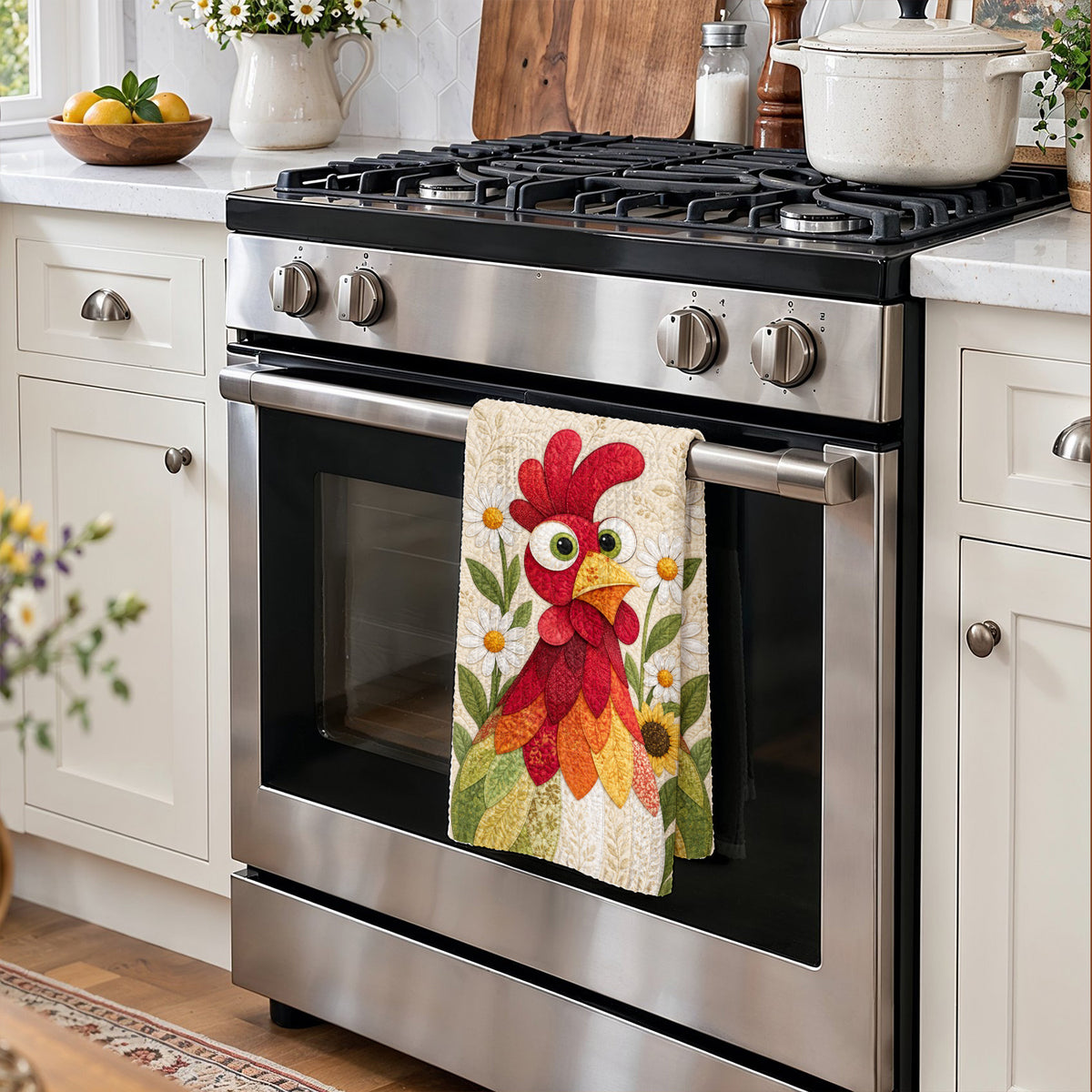 Chicken Kitchen Towel Daisy Garden Rooster