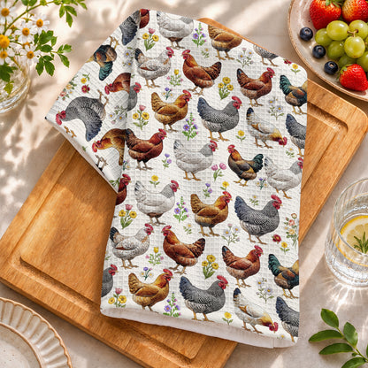 Chicken Kitchen Towel Floral Chicken