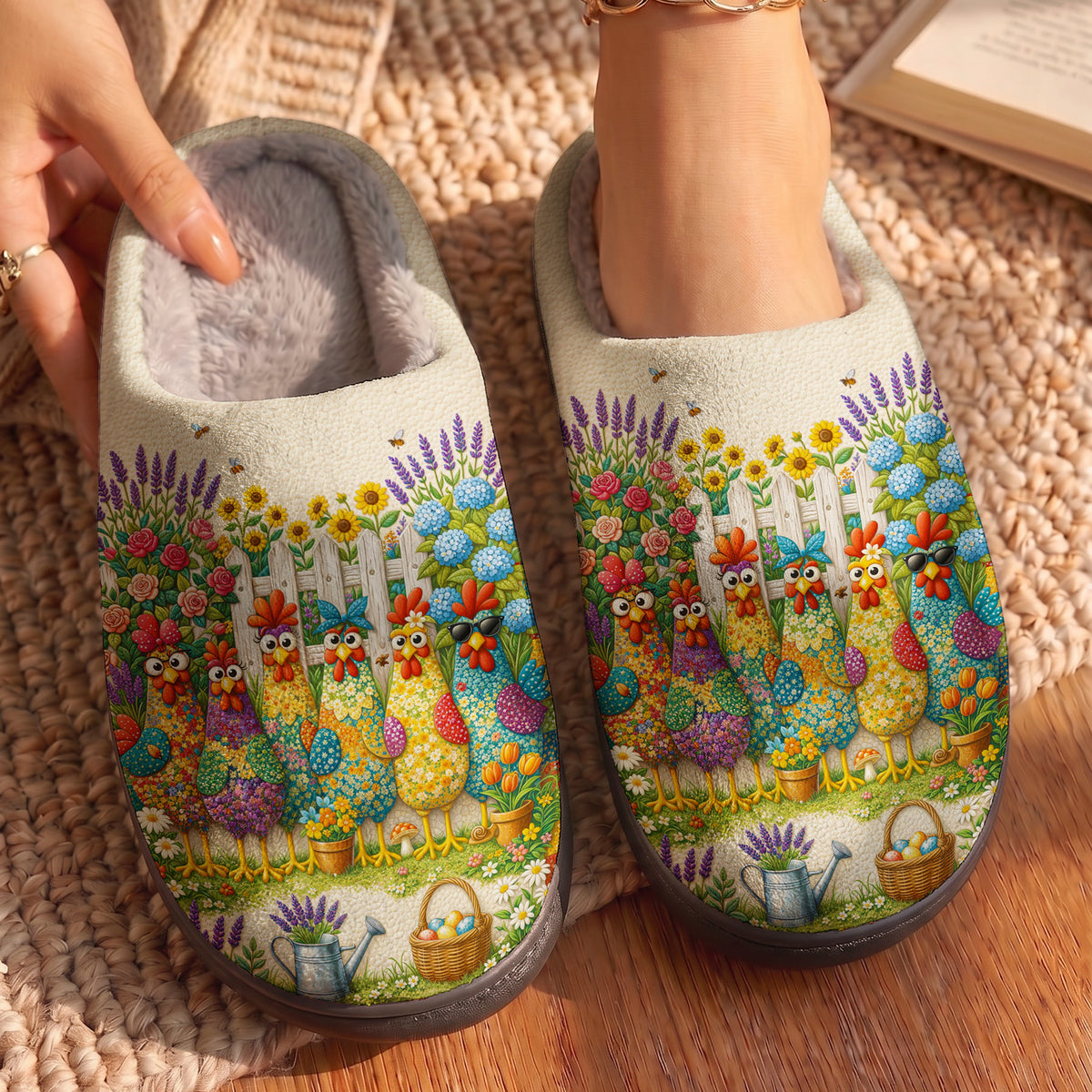Chicken Fleece Lined Slippers Chicken Mama Don't Ask Me Anything