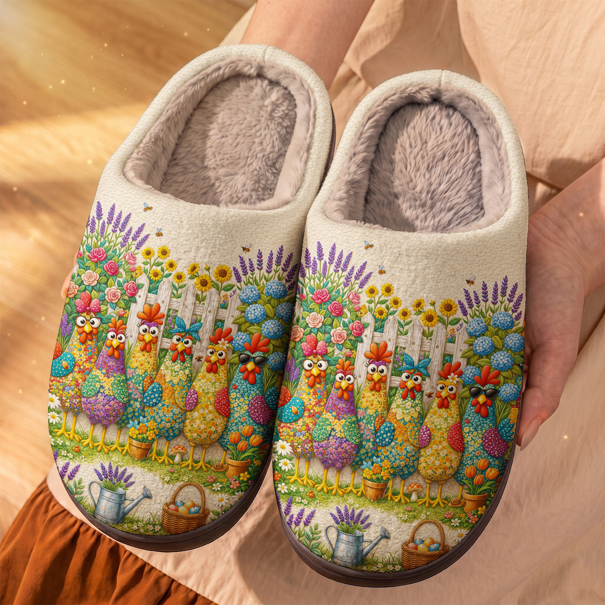 Chicken Fleece Lined Slippers Chicken Mama Don't Ask Me Anything