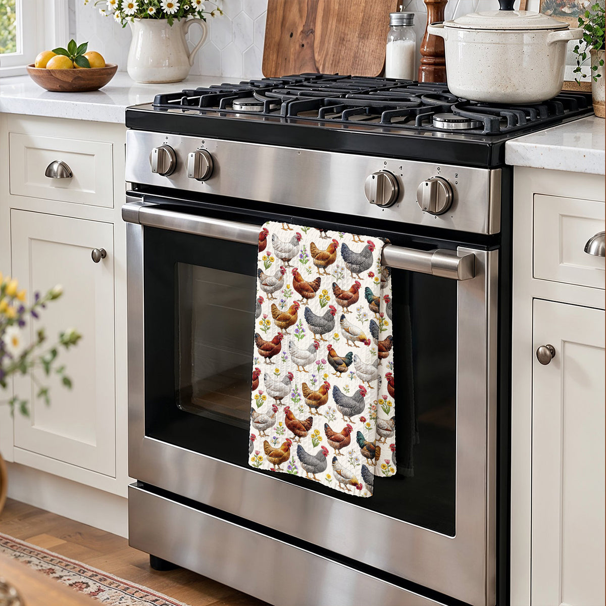 Chicken Kitchen Towel Floral Chicken